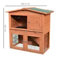 PawHut 2 Tier Rabbit Hutch Guinea Pig Hutch Ferret Cage with Ramp Slide Out Tray for Indoor Outdoor 100.5 x 55 x 101 cm - 3