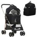 PawHut 3 In 1 Detachable Pet Stroller, for Extra Small and Small Dogs - Black - 1