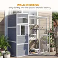 PawHut 4-Tier Wooden Catio Cat Outdoor Enclosure with Sun Roof, Resting Rooms, 3 Platforms, Window Outdoor Indoor, Grey - 7