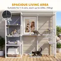 PawHut 4-Tier Wooden Catio Cat Outdoor Enclosure with Sun Roof, Resting Rooms, 3 Platforms, Window Outdoor Indoor, Grey - 4