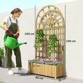 Outsunny Wooden Raised Planter with Trellis, Raised Bed for Garden with Lattice and Drainage Holes for Climbing Plants - 3