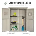 Outsunny Wooden Garden Shed with Two Windows, Tool Storage Cabinet, Outdoor Double Door Organizer 127.5L x 50W x 164H cm, Grey - 5