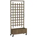 Outsunny Wooden Trellis Planter, Raised Garden Bed with Wheels, to Climb and Grow Vegetables, Herbs and Flowers, Brown - 1