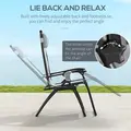 Outsunny Zero Gravity Lounger Chair Set of 2, Folding Reclining Patio Chair with Padded Seat, Cup Holder, Soft Cushion and Headrest for Poolside, Camping, Grey - 4