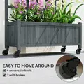 Outsunny Wooden Trellis Planter, Raised Garden Bed with Wheels, to Climb and Grow Vegetables, Herbs and Flowers, Grey - 6