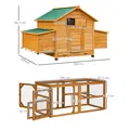 PawHut 2 Piece Wooden Chicken Coop and Run Set, Poultry Run Cage with Nesting Box, Slide-Out Tray, for 4-8 Chickens, Yellow - 3
