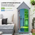 Outsunny Wooden Garden Storage Shed with 3 Shelves, Outdoor Tool Storage Cabinet with Tilt Roof and Lockable Door, 77.5 x 54.2 x 179.5 cm, Grey - 5