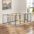 PawHut 12-Panel Solid Dog Playpen with Doors, for Medium Dogs, 80cm High, Black - 3