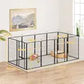 PawHut 12-Panel Solid Dog Playpen with Doors, for Large Dogs, 100cm Tall, Black - 3