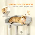 PawHut 170 cm Large Cat Tree, Cat Tower with 7 Scratching Posts, 2 Condos, Hammock,  Light Grey - 5