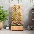 Outsunny Wooden Planter with Trellis, Freestanding Raised Bed for Garden with Lattice, Outdoor Planter Box for Climbing Plants, Vines, Flowers, 76 x 36 x 170 cm, Brown - 9
