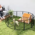 PawHut 12-Panel Solid Dog Playpen with Doors, for Medium Dogs, 80cm High, Black - 8