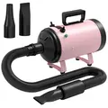 PawHut 2200W Dog Hair Dryer with Adjustable Temperature & Velocity, 3 Different Nozzles, Pink - 1