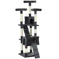 PawHut 173cm Cat Tree Scratching House, Activity Play Centre, Charcoal Grey - 1