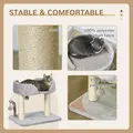 PawHut 42cm Indoor Cat Tree, with Toy Balls, Sisal Scratching Post - Light Grey - 4