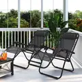 Outsunny Zero Gravity Chair Set of 2, Metal Frame Texteline Armchair Outdoor Folding and Reclining Sun Lounger with Head Pillow for Patio Decking Gardens Camping, Grey - 9