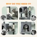 PawHut 202cm Large Cat Tree with 6 Scratching Posts, 2 Hammocks, 2 Condos, 2 Perches, Pompoms, for Indoor Cats to Rest and Play - 8
