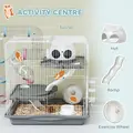 PawHut 3-Tier Hamster Cage with Exercise Wheels, Water Bottle, Food Dish, for Dwarf Hamsters, 45 x 30 x 45 cm, Grey - 5