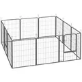 PawHut 12-Panel Solid Dog Playpen with Doors, for Medium Dogs, 80cm High, Black - 1