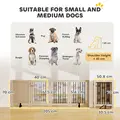 PawHut 4 Panel Freestanding Pet Gate, Indoor Dog Barrier with Lockable Door, Support Feet, 360° Flexible Hinges, Oak - 3