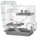 PawHut 3-Tier Hamster Cage with Exercise Wheels, Water Bottle, Food Dish, for Dwarf Hamsters, 45 x 30 x 45 cm, Grey - 1