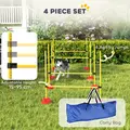 PawHut 4-piece Dog Agility Equipment with 4 Hurdles, Bag for Jump, Training, Yellow - 4