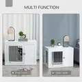 PawHut 2-in-1 Dog Cage and Side Table, with Two Lockable Doors, for Medium Dogs - White - 4