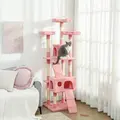 PawHut 173cm Cat Tree Scratching House, Activity Play Centre, Pink - 2