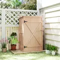 Outsunny Wooden Small Shed, Garden Storage Shed with Shelves and Bolt Latch, 75L x 56W x115H cm, Natural - 9