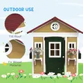 Outsunny Wooden Playhouse with Doors, Windows, Plant Pots, Boxes, for 3-8 Years - Beige - 6