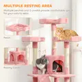 PawHut 173cm Cat Tree Scratching House, Activity Play Centre, Pink - 6