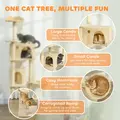 PawHut 180cm Large Cat Tree Tower with Sisal Scratching Posts, Condos, Plush Perches, Hammock, Ladder, Beige - 4