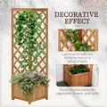 Outsunny Wooden Planter with Corner Trellis, Freestanding Raised Garden Bed with Drainage Bottom, Outdoor Planter Box, Brown - 4