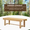 Outsunny Wooden Garden Benches, 2 Seater Outdoor Benches, Fir Wood Backless Patio Loveseat with Slatted Seat for Park, 110 x 38 x 35 cm, 3 Pieces, Natural Wood Finish - 4