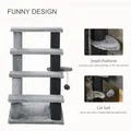PawHut 4-step Pet Stairs with Scratching Posts, Platforms, Toy Ball, Grey - 5