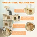 PawHut 140cm Large Cat Tree Tower with Sisal Scratching Posts, Plush Perches, Hammock, Beige - 4