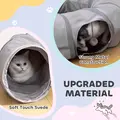 PawHut 2 in 1 Cat Tunnel with Bed, Cat Play Tunnel with Ball & Peek Hole for Indoor Cats, Grey - 6
