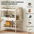 PawHut 2 Tier Wooden Hamster Cage with Shelf and Openable Top - 9