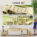 PawHut 3 Pieces Wooden Dog Agility Training Equipment with Soft Bridge, Pause Platform and Pet Stair for Outdoor, Natural Wood - 4