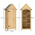 Outsunny Wooden Garden Storage Shed with 3 Shelves, Outdoor Tool Storage Cabinet with Tilt Roof and Lockable Door, 77.5 x 54.2 x 179.5 cm, Natural - 3