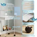 PawHut Bird Cage Budgie Cages for Finch Canary Parakeet with Stand Wheels Slide-out Tray Accessories Storage Shelf, White - 5