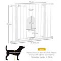 PawHut Dog Gate with Cat Flap Pet Safety Gate Barrier, Stair Pressure Fit, Auto Close, Double Locking, for Doorways, Hallways, 75-103 cm White - 3