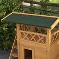 PawHut Cat House Outdoor w/ Balcony Stairs Roof, 77 x 50 x 73 cm, Natural Wood Finish - 7