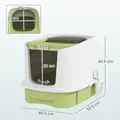 PawHut Cat Litter Box with Lid, Scoop, Deodorisation Bags, Top Entry, Green - 3