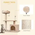 PawHut Cat Tree for Indoor Cats with Scratching Post Climbing Tower Kitty Activity Centre Condo Perch Jumping Platforms Beige 60L x 40W x 81H cm - 6