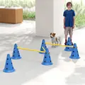 PawHut Dog Agility Equipment Set of Six Cones, Six Poles with Carry Bag, Three-Piece Adjustable Height Jumping Obstacles, Blue - 9