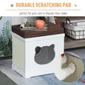 PawHut Cat House Bed Cat Scratching Cube for Small Cat Pet Furniture with Removable Scratching Pad and Soft Cushion White - 5