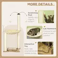 PawHut Cat Tree, with Scratching Posts, Hammock, Toy Ball - Beige - 5