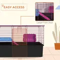 PawHut Chinchillas Small Rabbit Guinea Pig Small Animal Cage, Pet Playhouse, with Platform, Ramp, 71 x 46 x 47cm - 7
