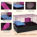 PawHut Chinchillas Small Rabbit Guinea Pig Small Animal Cage, Pet Playhouse, with Platform, Ramp, 71 x 46 x 47cm - 5